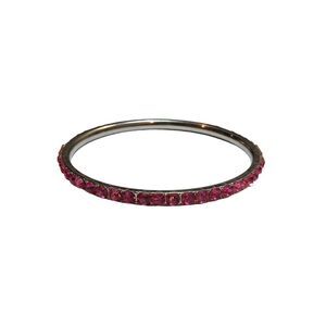 Pink Rhinestone Bracelet Eternity Bangle Silver Tone Costume Jewelry